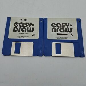 Easy Draw 3.01 Disk A + B Computer Software Vintage‎ VTG